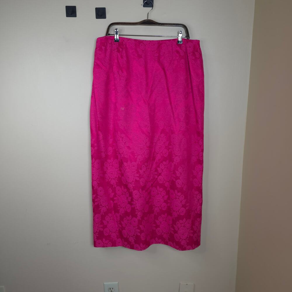 Vintage Sleeveless Button Front Blouse with Midi Pencil Skirt Pink Jacquard 38 - Picture 7 of 12